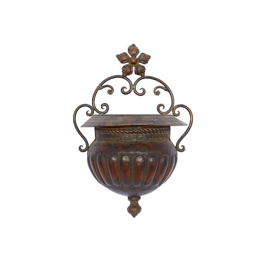 18" Dark Brown Iron Traditional Planter